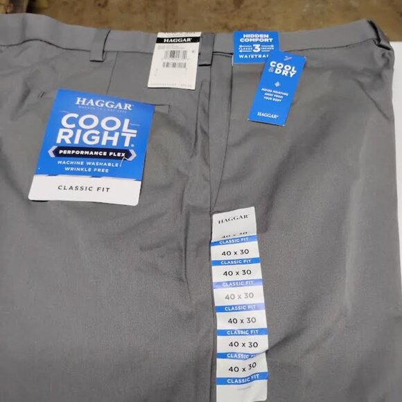 Haggar® Mens Cool Right® Performance Classic Fit Flat Front Pant - Picture 1 of 5